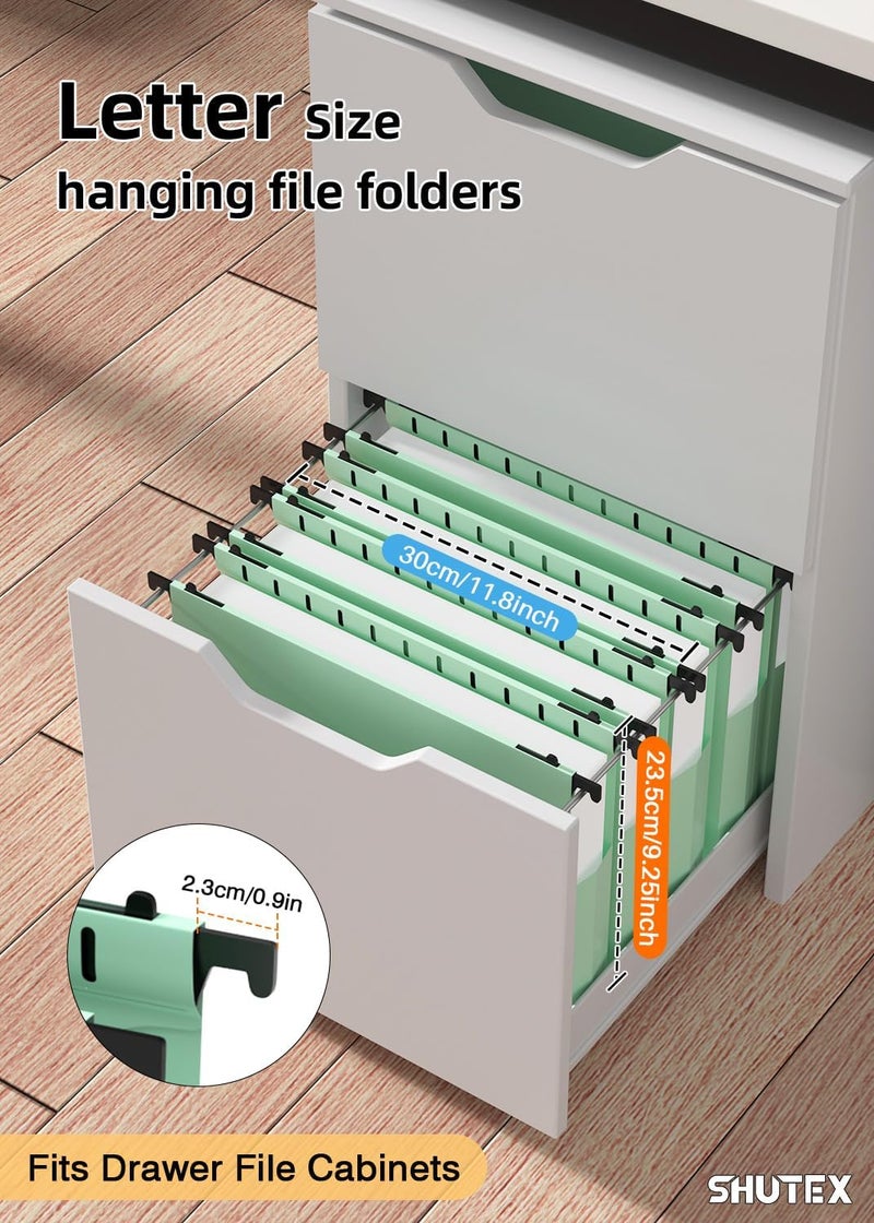 SHUTEX Extra Capacity Plastic Hanging File Folders, Hanging Folders, 12 Pack Reinforced Heavy Duty 2 Inch Expansion, Filing Cabinet Folders Letter Size for Bulk Files/Medical Charts(Sage Green) - Image 2